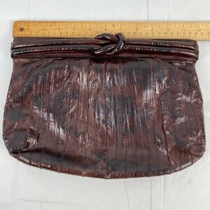 Vintage Brown Eel Skin Shoulder Clutch Purse